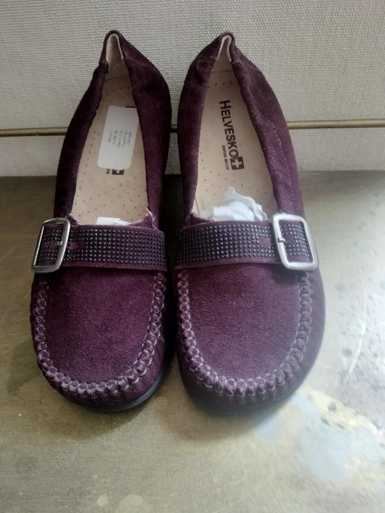 Suède dames schoenen, Overige kleuren, Helvesko, Instappers, Nieuw