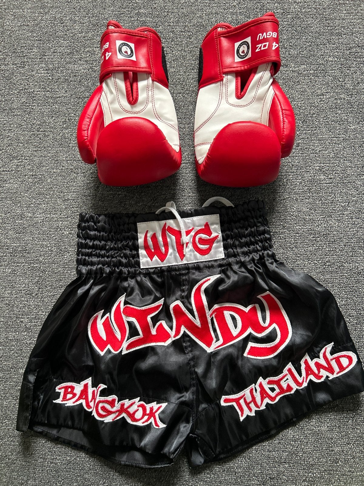 Kickboksen set: handschoenen en broekje (Windy), Maat XS of kleiner, Ophalen of Verzenden, Zo goed als nieuw, Overige