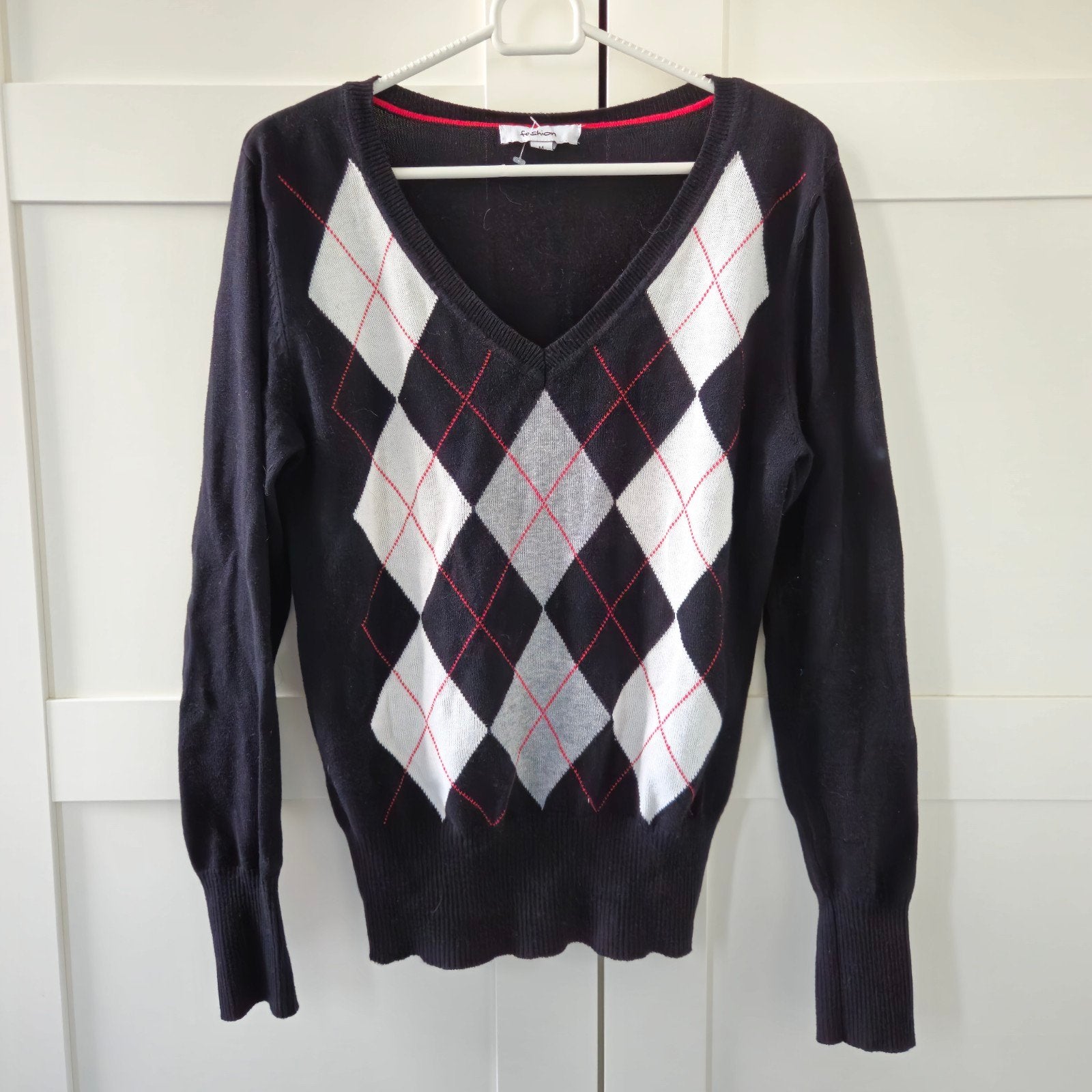 Kastopruiming: Foshion dames trui met argyle patroon maat M, Fashion, Ophalen of Verzenden, Zo goed als nieuw, Maat 38/40 (M)