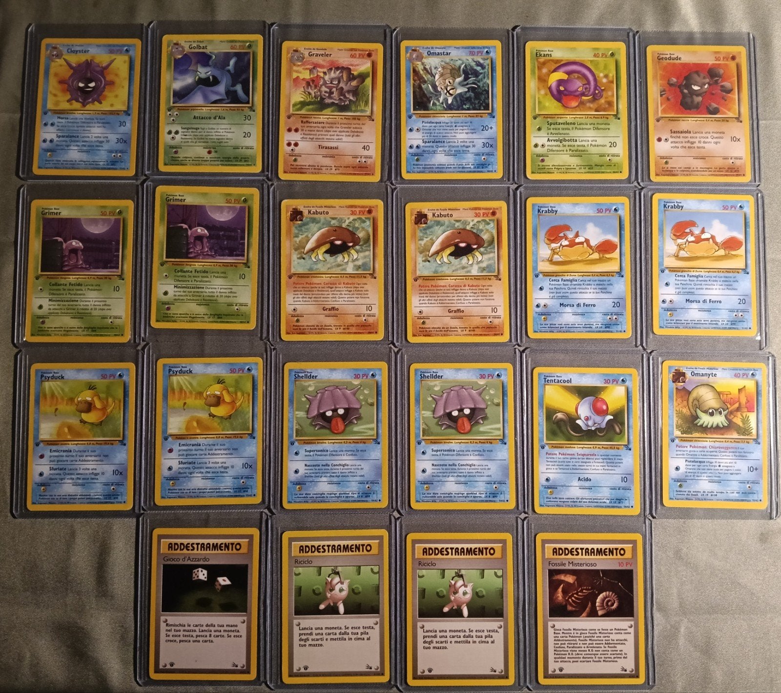 22x Italiaanse Pokémon Fossil 1st Edition 1999 – LP/MP – Lot, Ophalen of Verzenden, Gebruikt, Meerdere kaarten