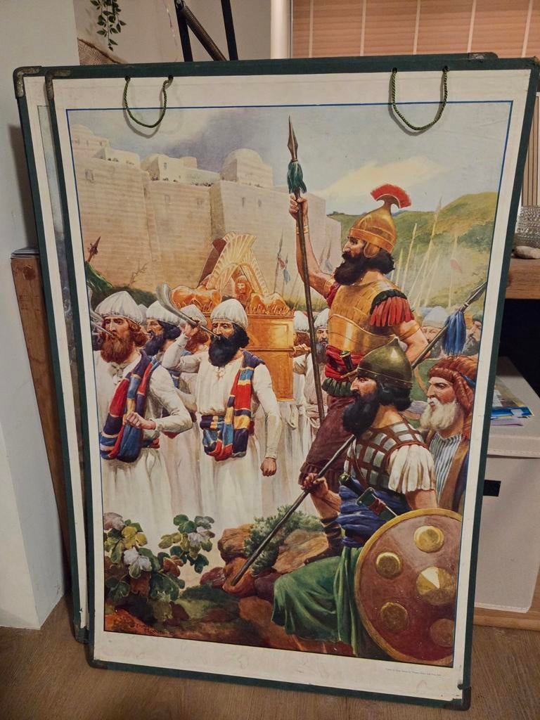 Set van 7 Oude Religieuze Schoolplaten - Bijbelse Taferelen, Ophalen, Overige thema's