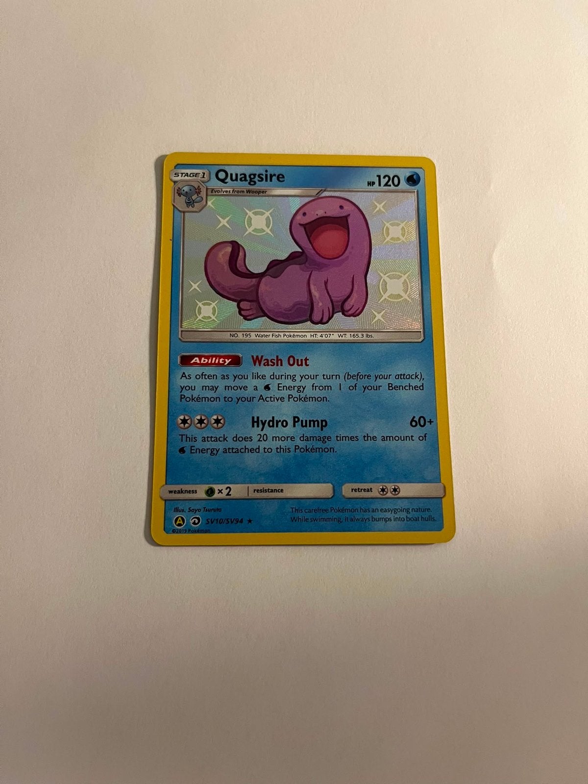 Pokémon Quagsire Shiny Vault SV10/SV94 Holo Kaart, Ophalen, Zo goed als nieuw, Losse kaart, Foil