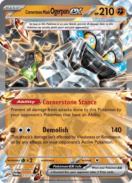 Cornerstone Mask Ogerpon EX 112 - Twilight Masquerade, Ophalen of Verzenden, Nieuw, Losse kaart, Foil