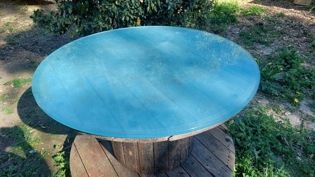 Kabelhaspel tuintafel, Tuin en Terras, Ophalen, Gebruikt, Rond, Overige materialen
