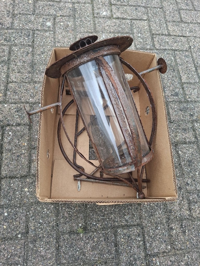Vintage hangende windlichten, Ophalen, Gebruikt, Staal, Minder dan 50 watt