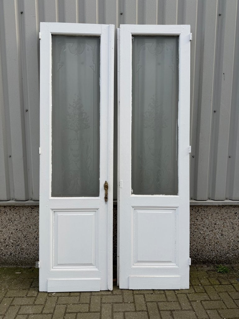 Prachtige antieke ensuitedeuren uit 1890 met geetst glas, La belle porte, Jurgen.hoogenboezem@gmail.com, Binnendeur, Ophalen of Verzenden
