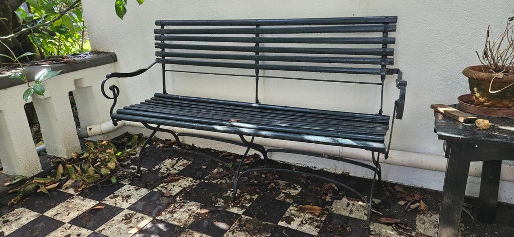 Antieke klapbank en 2 klapstoelen, Antiek en Kunst, Antiek | Meubels | Stoelen en Banken, Ophalen