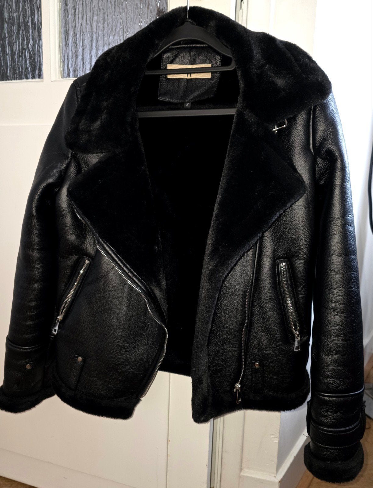 Nieuw Zwart Faux Leren Jack met Bontvoering, Ophalen of Verzenden, Nieuw, Zwart