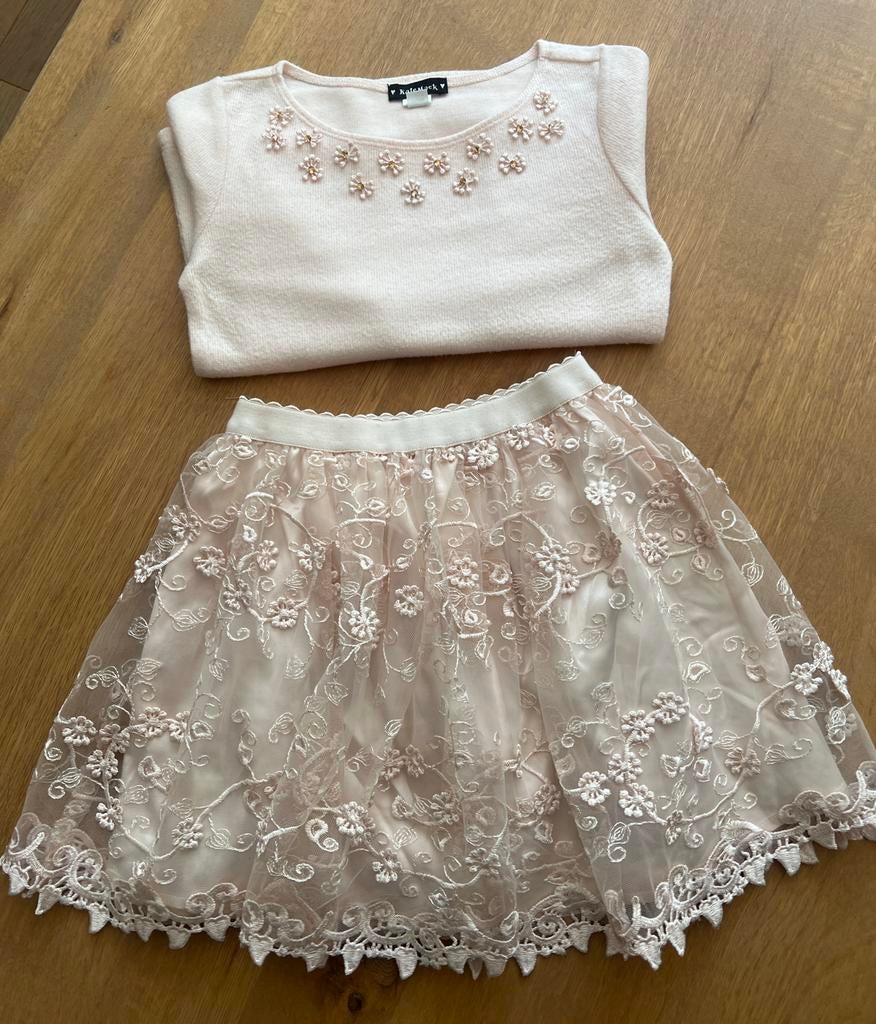 ZGAN Kate Mack Luxe Setje Top & Rok Kant Tule Maat 122, Kinderen en Baby's, Kinderkleding | Maat 122, Ophalen of Verzenden, Zo goed als nieuw
