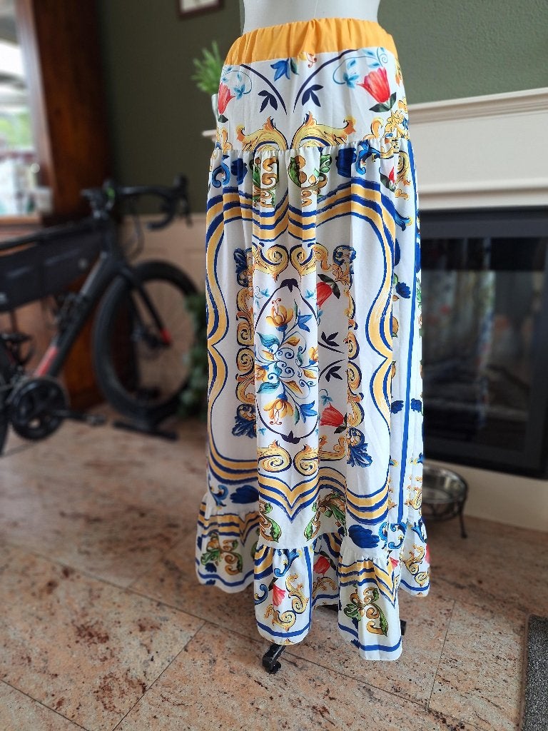 Made in Italy schitterende lange rok 36 38, Maat 38/40 (M), Made in Italy, Zo goed als nieuw, Onder de knie