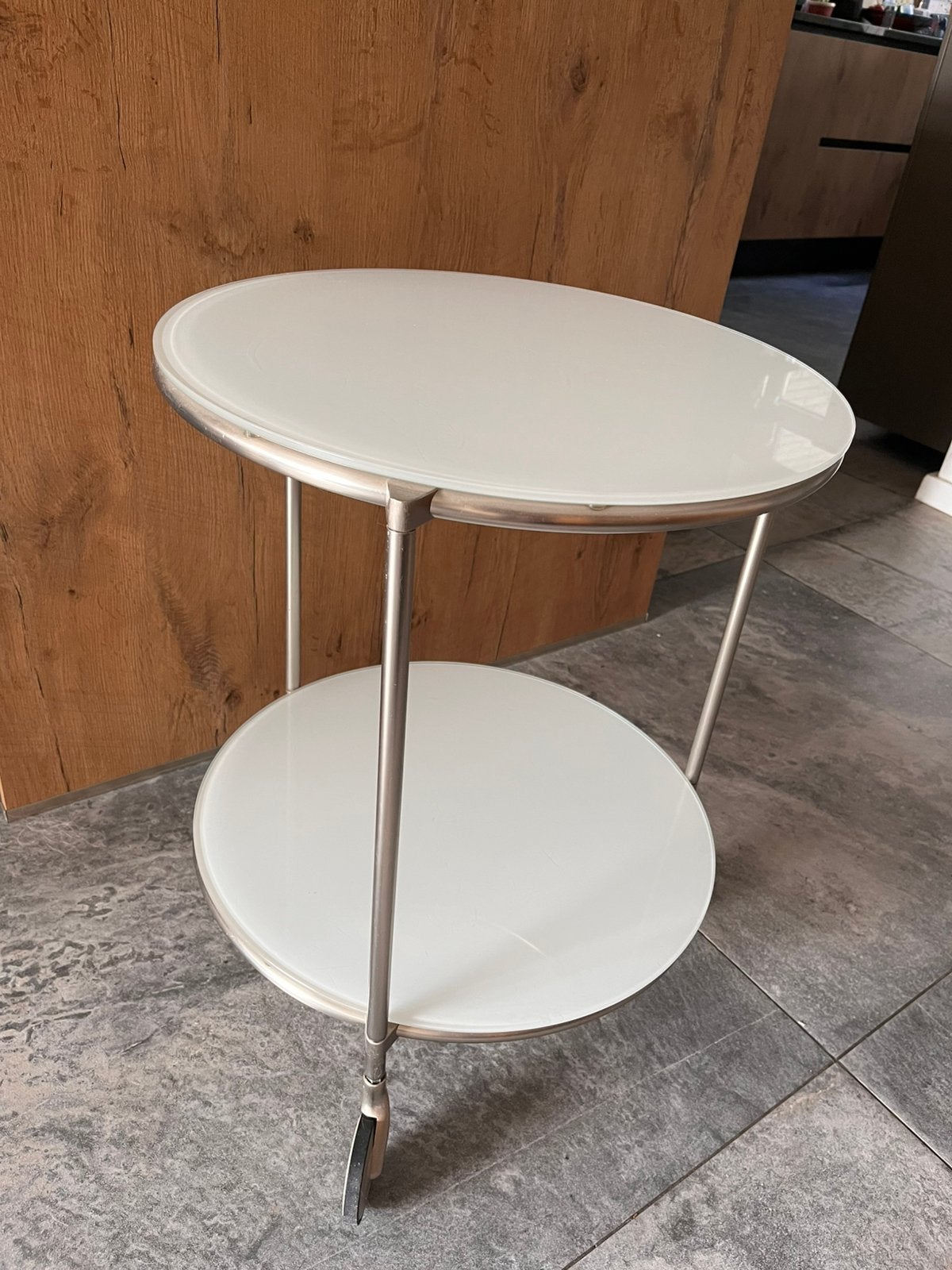 Ikea bijzettafel op wielen, Huis en Inrichting, Minder dan 55 cm, Rond, Zo goed als nieuw, Ophalen
