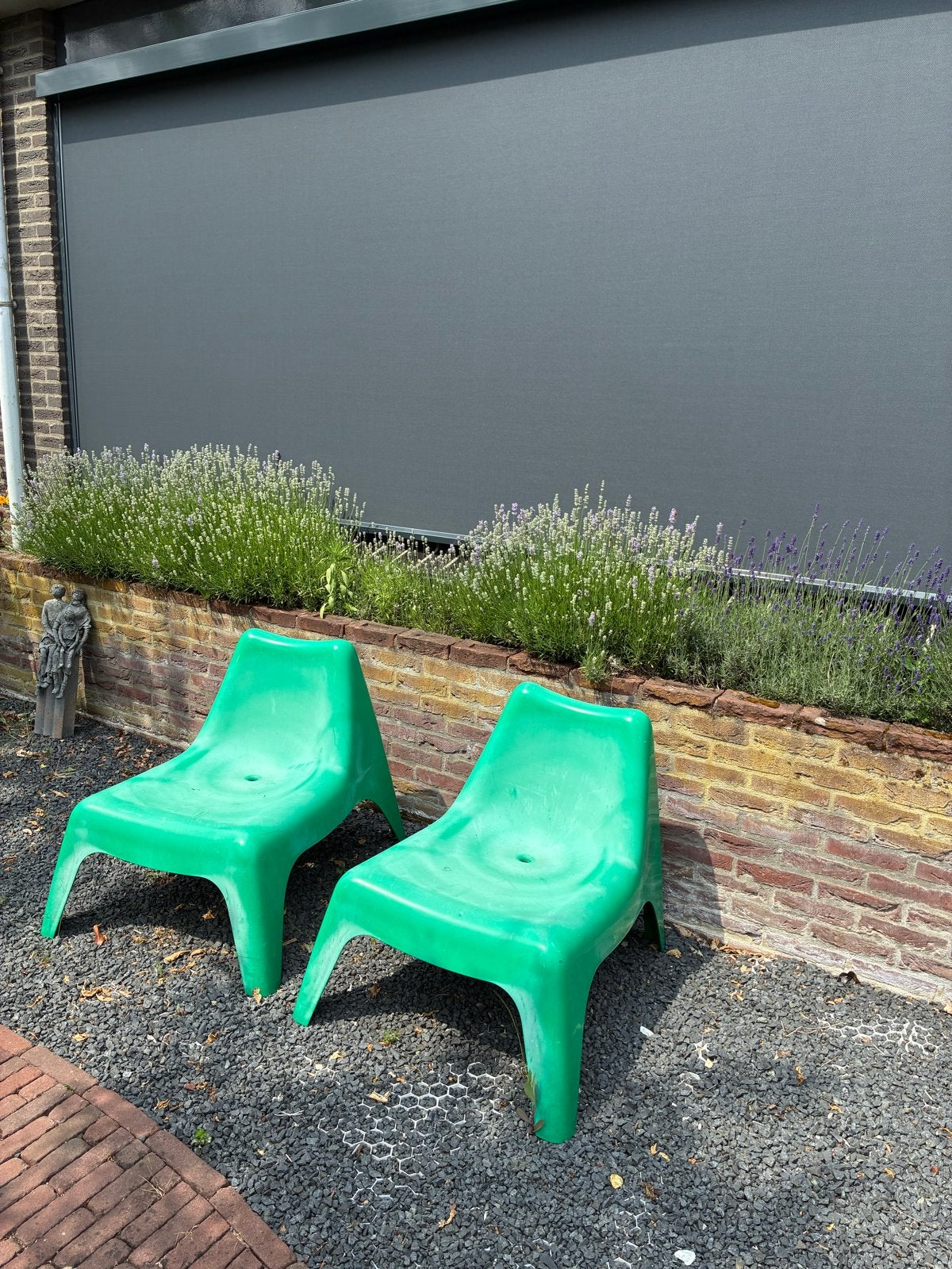 Twee groene kunststof tuinstoelen van IKEA, Tuin en Terras, Tuinstoelen, Ophalen of Verzenden, Gebruikt, Kunststof