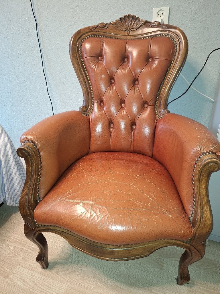 Klassiek Barok Fauteuil, Ophalen, Gebruikt, 50 tot 75 cm, Hout