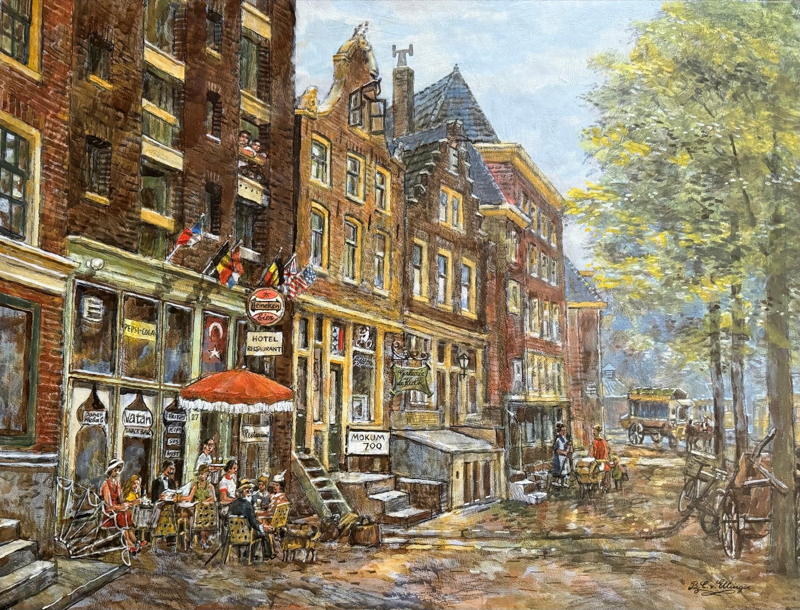 B.C. Ettinger 1916 -1991 Amsterdam, Ophalen, Paneel, Gedateerd, Realistisch