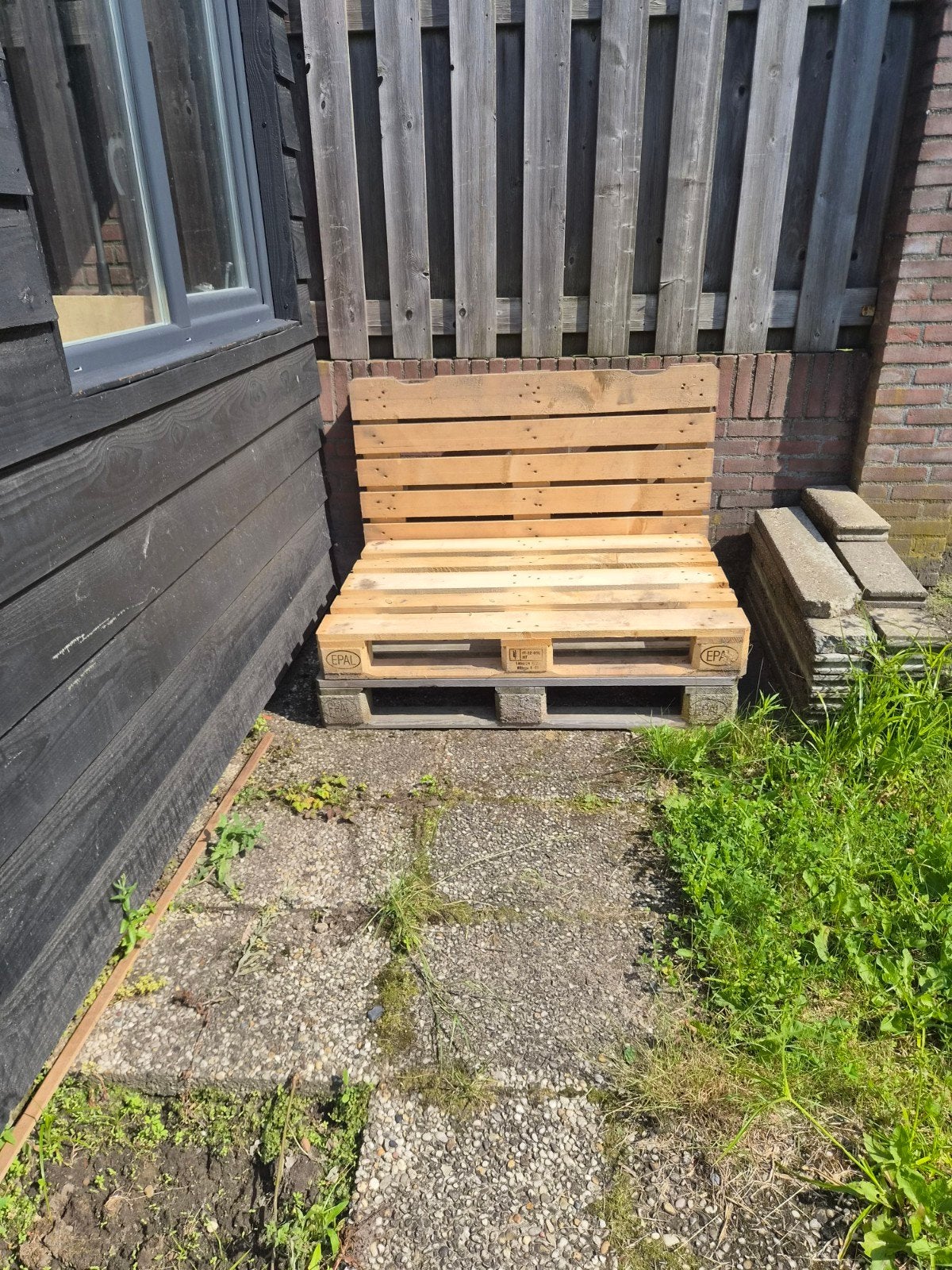 Pallet tuinbank, Ophalen, Zo goed als nieuw, Hout