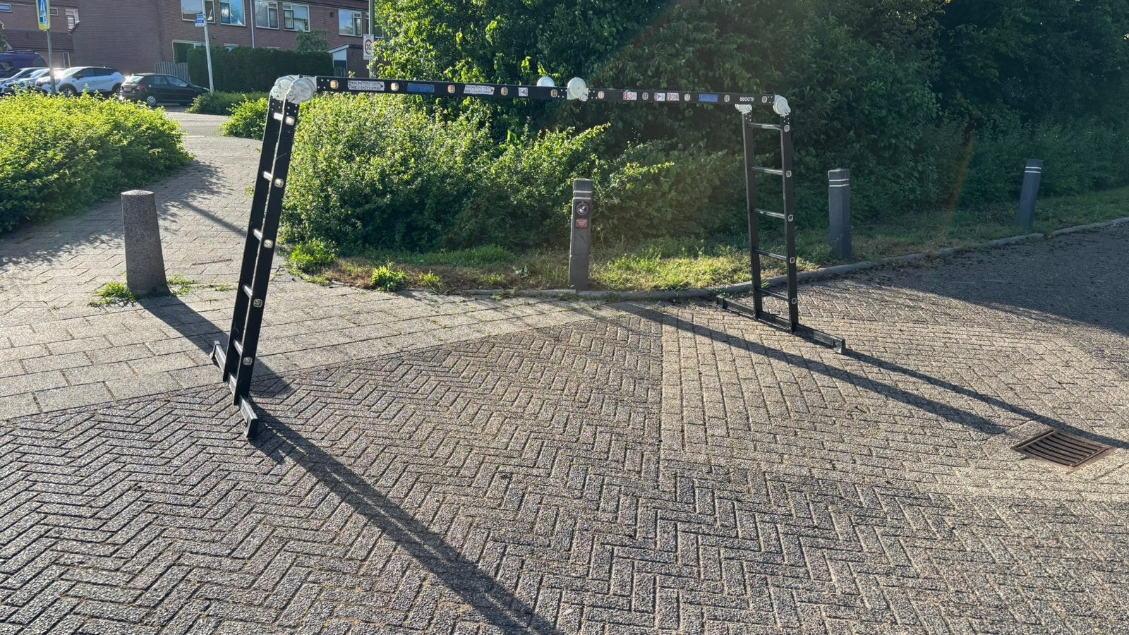 Aldorr opvouwbare ladder 4 x 5 treden 5,70 m. met platform, Ophalen, Gebruikt, Ladder, Opvouwbaar of Inschuifbaar