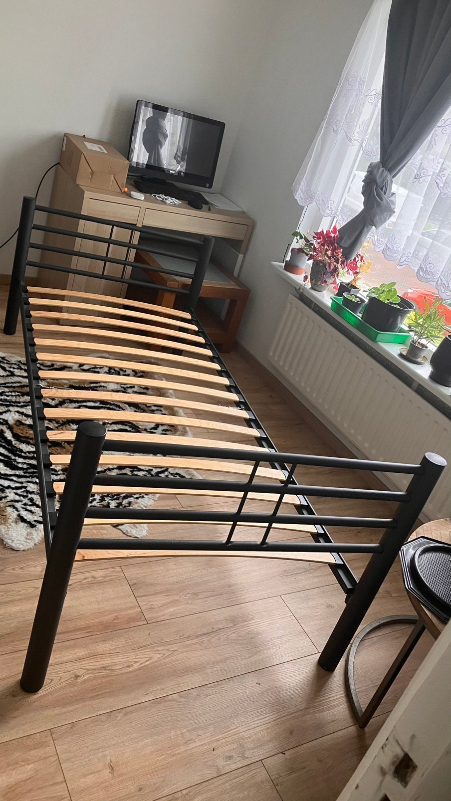 Stoer metalen eenpersoonsbed (90x200 cm) - Zwart, 90 cm, Eenpersoons, Zwart, Ophalen of Verzenden