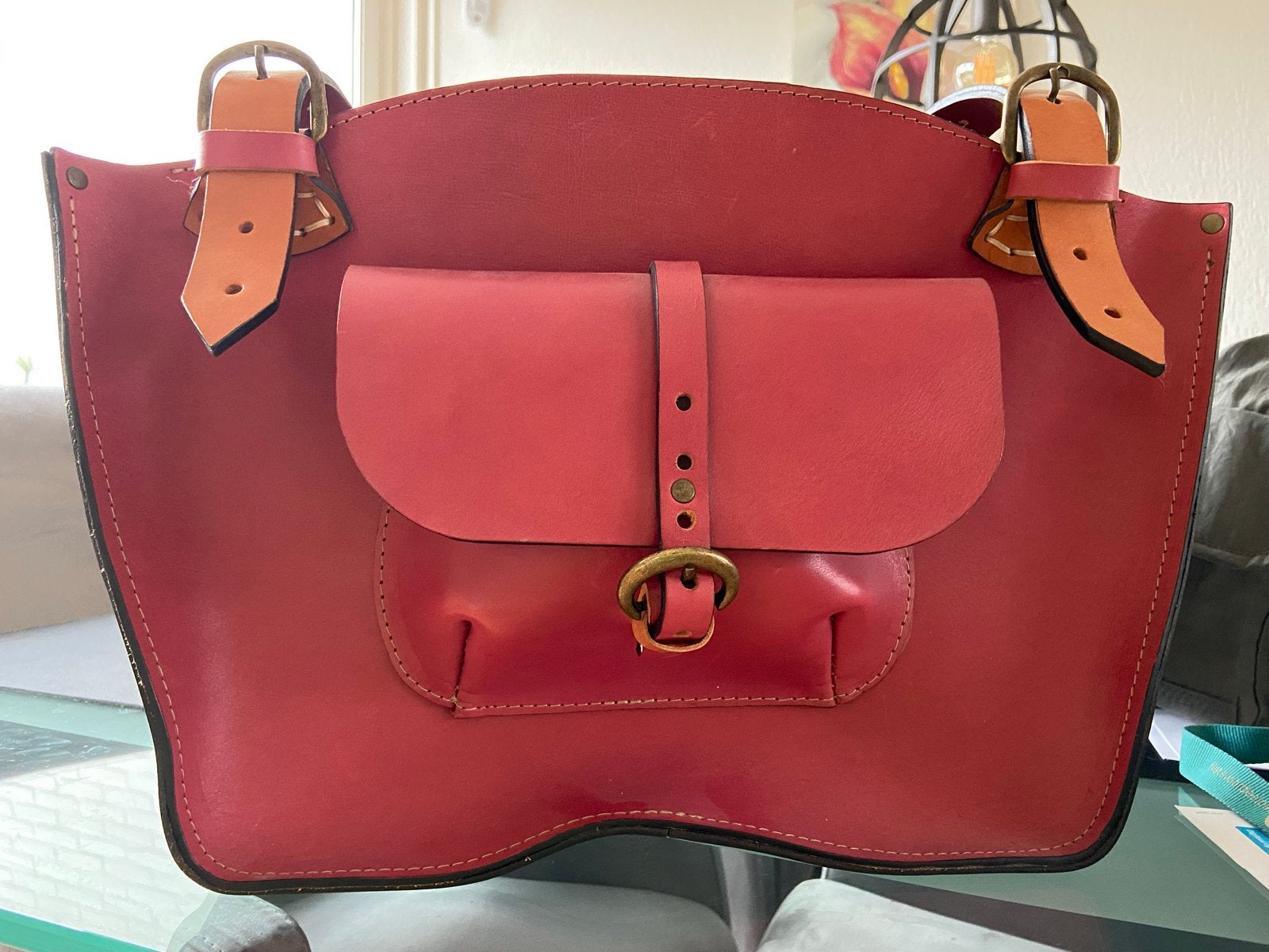 Unieke handgemaakte Ladybug handtas van plantaardig leer, Ophalen of Verzenden, Nieuw, Rood, Handtas