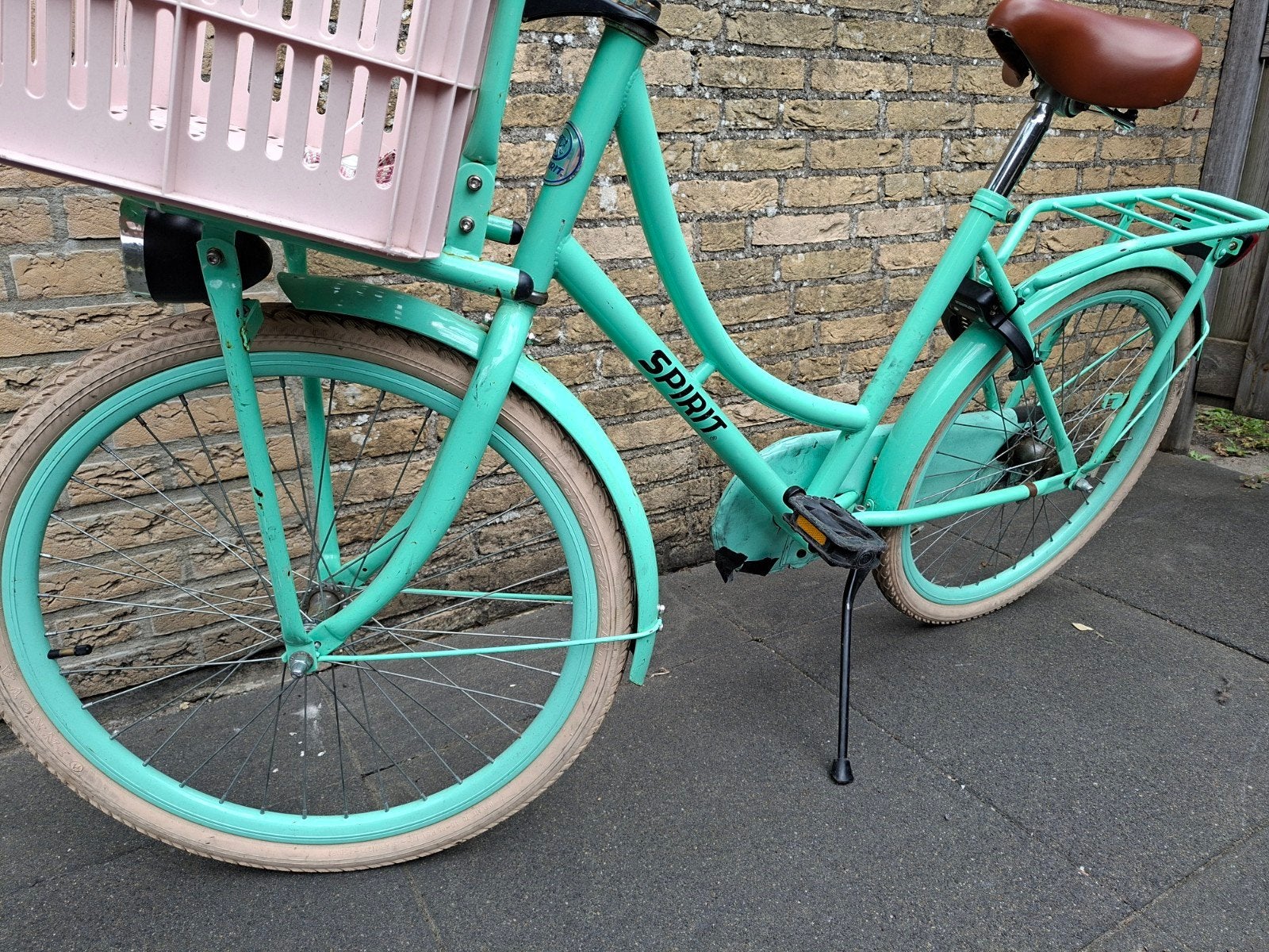 Gebruikte Spirit kinderfiets met krat - Mintgroen, Fietsen en Brommers, Fietsen | Meisjes, Ophalen, Terugtraprem, Gebruikt, Spirit