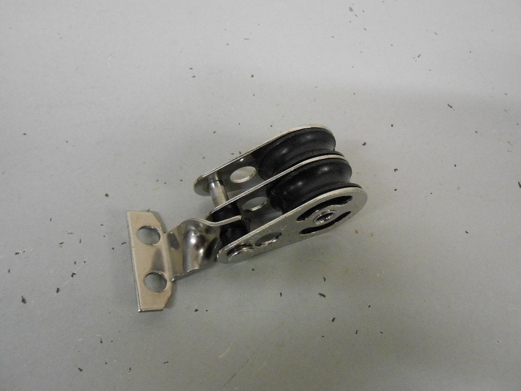 Mini Dubbelschijfs Blokje, Katrol, RVS, voor 6 - 8 mm lijn, Ophalen of Verzenden, Gebruikt, Lijn of Blok