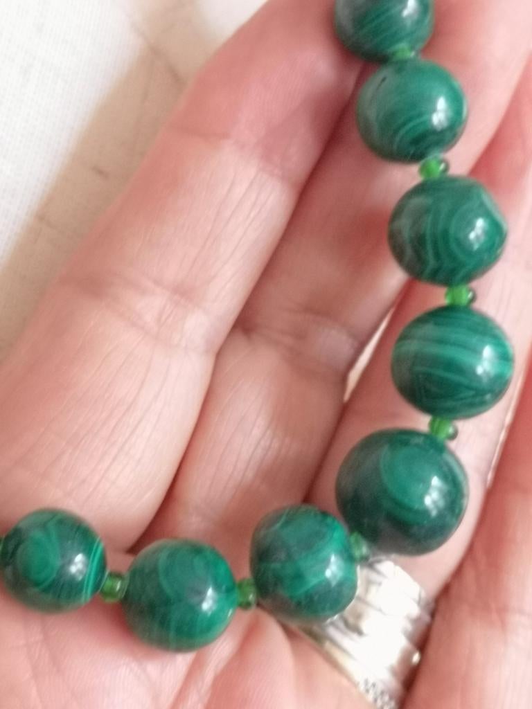 Vintage malachiet ketting, Ophalen of Verzenden, Gebruikt, Groen, Steen of Mineraal
