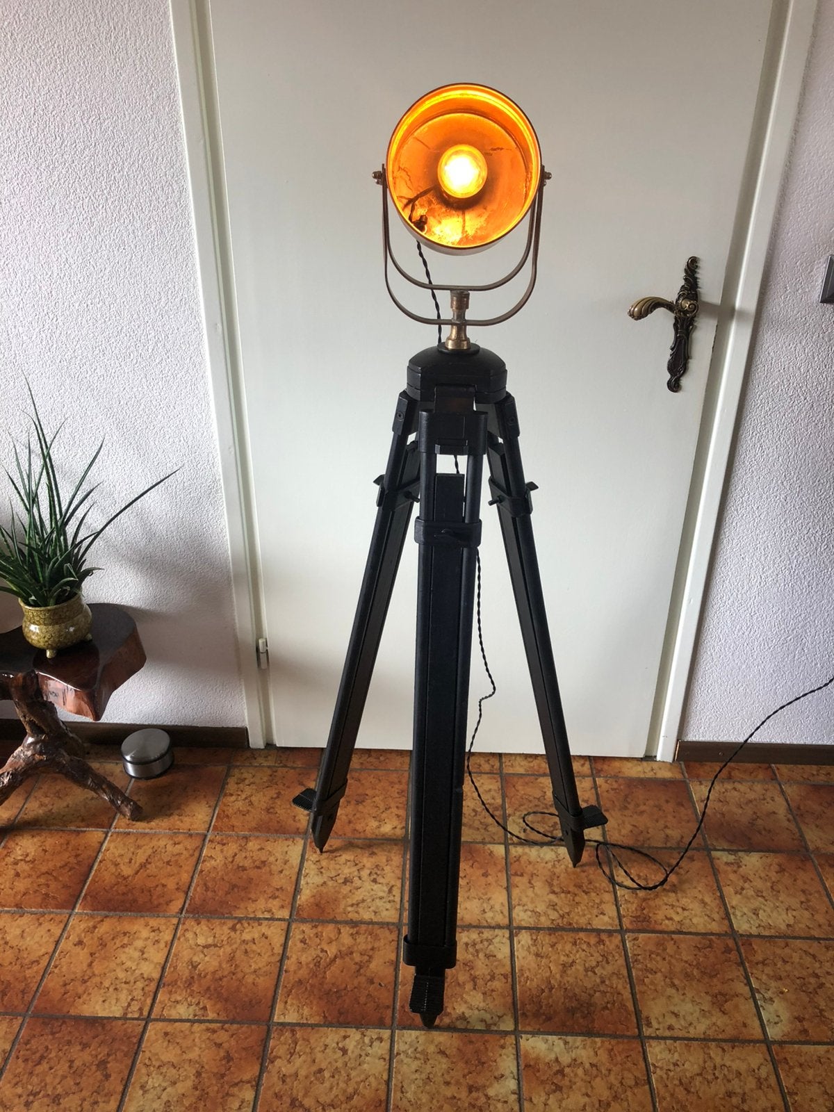 Verlichting decoratie koperenlamp schijnwerper leeslamp, Antiek en Kunst, Ophalen of Verzenden