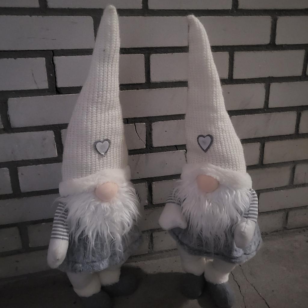 Set van 2 Witte Kerstkabouters met Hartje, Ophalen of Verzenden, Wit, Textiel, Landelijk