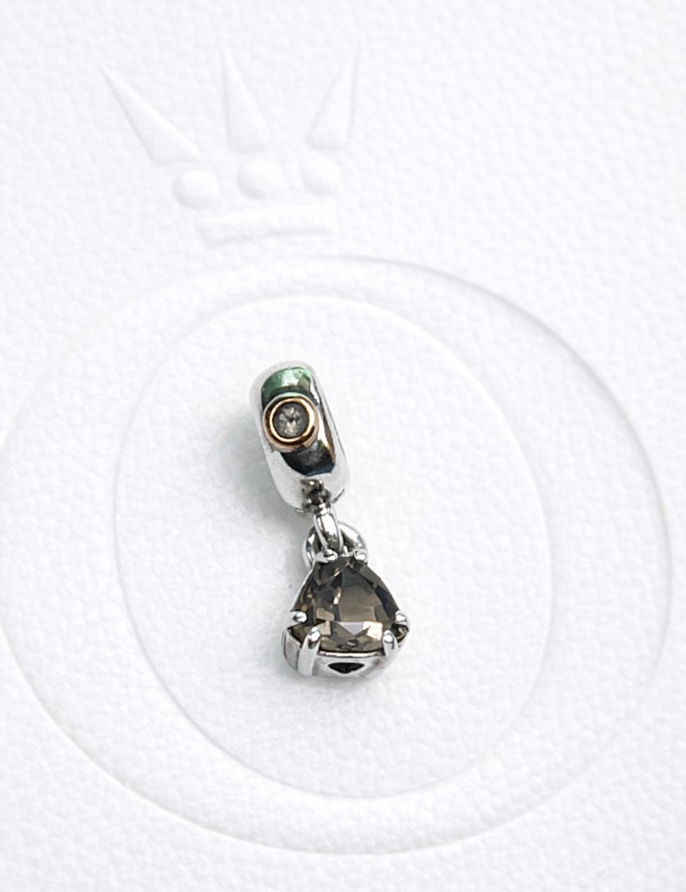 Pandora tt bedel met 14K goud en hanger Smoky Quartz RETIRED, Ophalen, Zo goed als nieuw, Zilver, Pandora