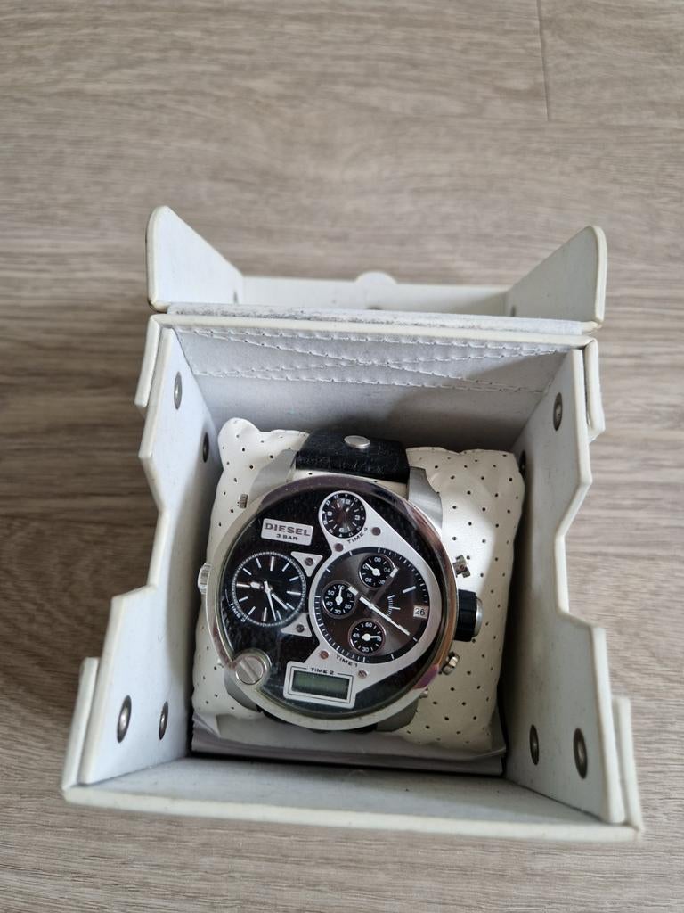 Diesel DZ7125 Big Daddy herenhorloge, Sieraden, Tassen en Uiterlijk, Horloges | Heren, Leer, Staal, Polshorloge, Zo goed als nieuw