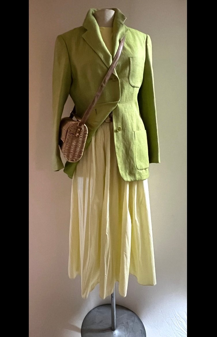MaxMara 38 (38/40) blazer linnen mix geel/groen, Kleding | Dames, Verzenden, Zo goed als nieuw, Maat 38/40 (M), Geel