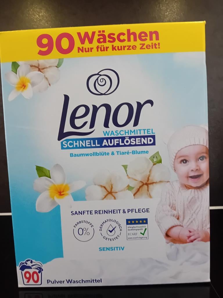 LENOR WASMIDDEL SENSITIV 90 WASBEURTEN POEDER NEW, Ophalen of Verzenden