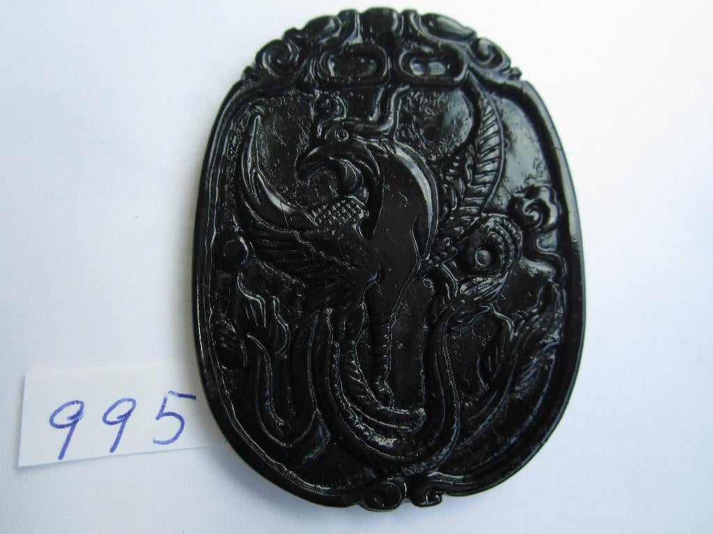 Amulet hanger van chinese jade 995 # feniks, Sieraden, Tassen en Uiterlijk, Ophalen of Verzenden, Zo goed als nieuw, Groen, Steen of Mineraal