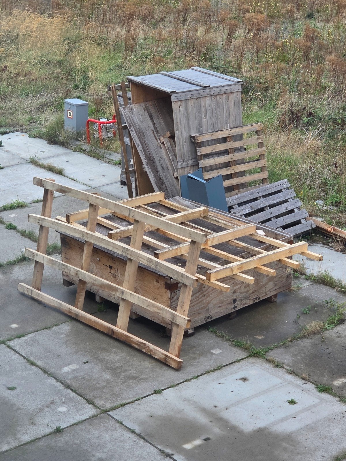 Diverse gebruikte houten pallets en kratten, Ophalen, Gebruikt, 25 tot 50 mm, 300 cm of meer
