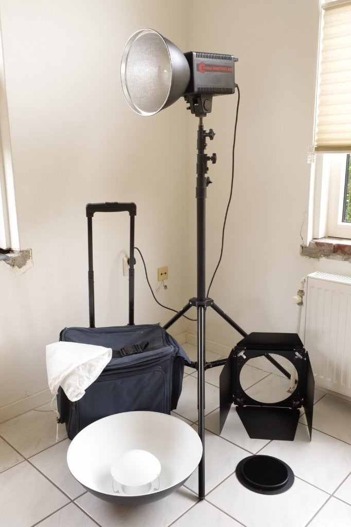 Multiblitz Ministudio-flitskop met statief en lichtvormers, Ophalen, Gebruikt, Lamp of Flitsset