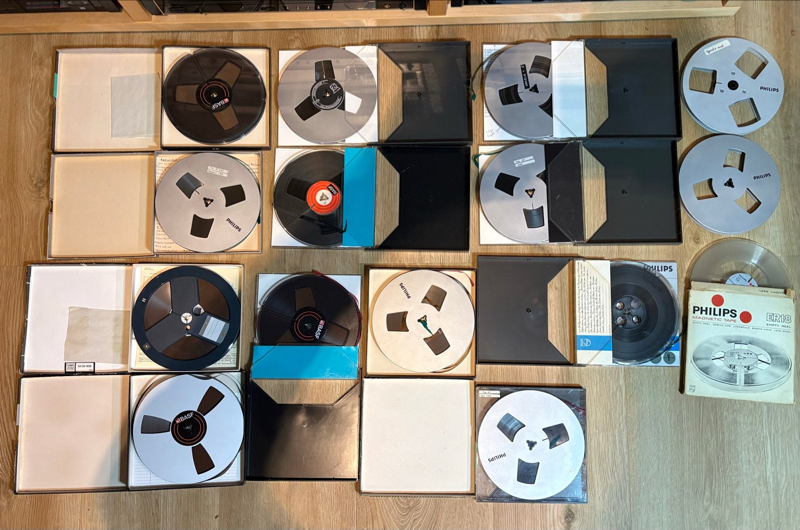 12 volle en 3 lege 7" banden voor bandrecorder, Audio, Tv en Foto, Ophalen of Verzenden, Onderdeel, Met banden