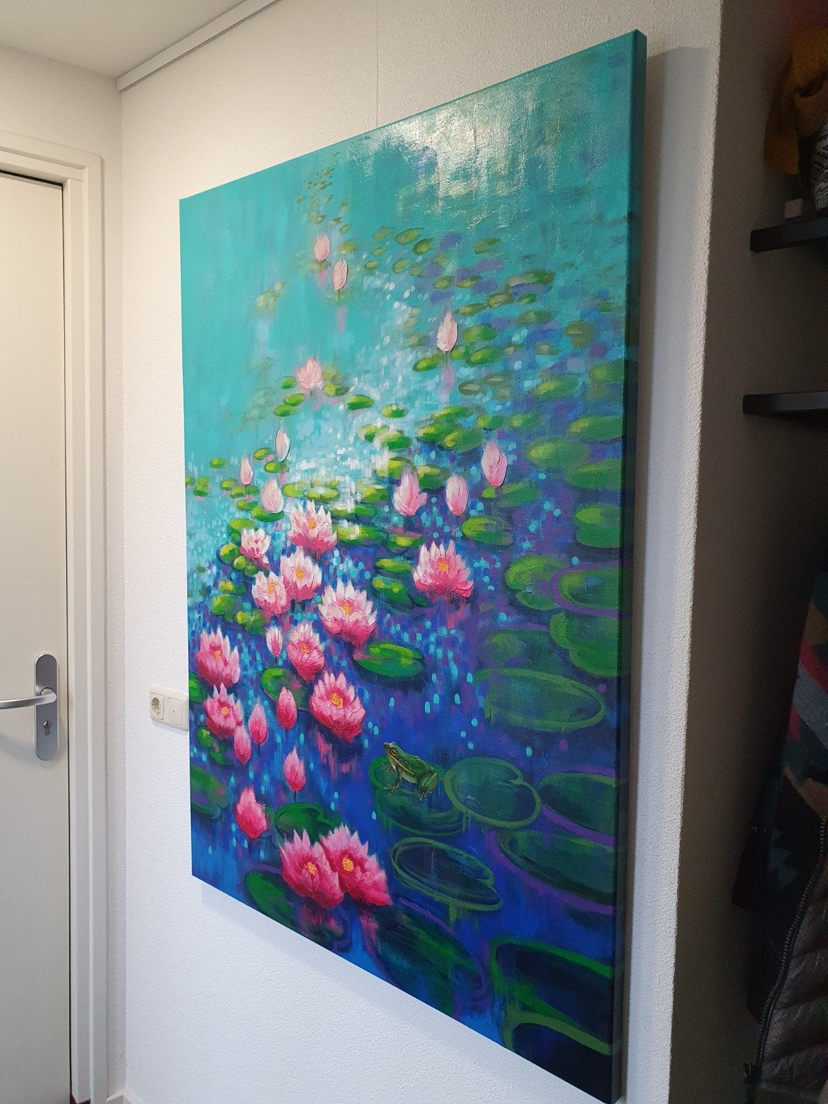 XL Acrylverf schilderij 140x200 waterlelies, Ophalen