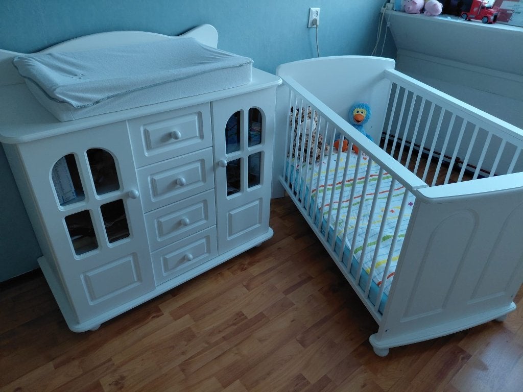Ikea Annabel ledikant  + commode met aankleedblad - wit, Ophalen, Gebruikt, Jongetje of Meisje