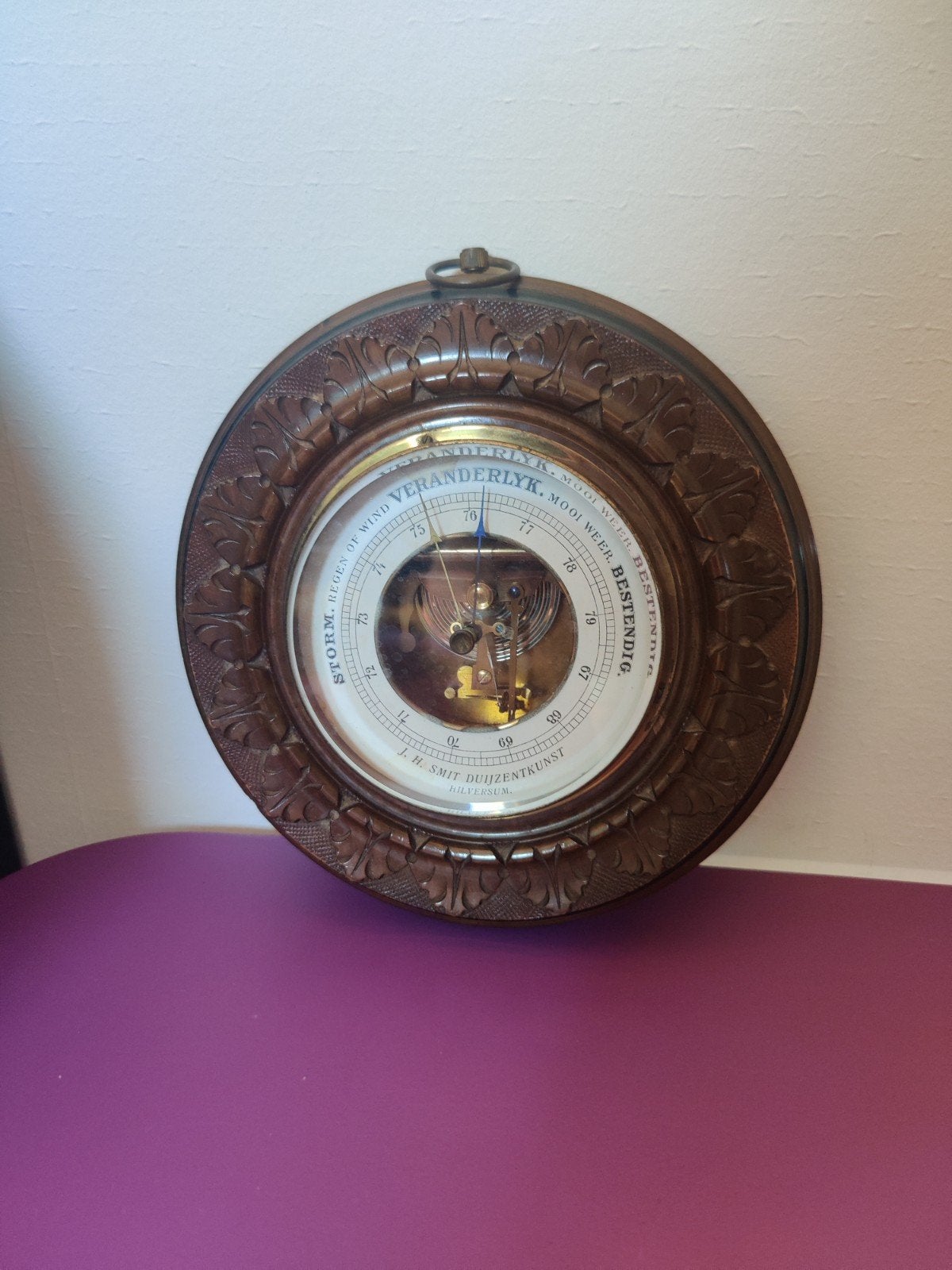 Antieke Barometer J.P. Smit Duizendkunst - Houten Lijst, Ophalen of Verzenden, Gebruikt, Barometer