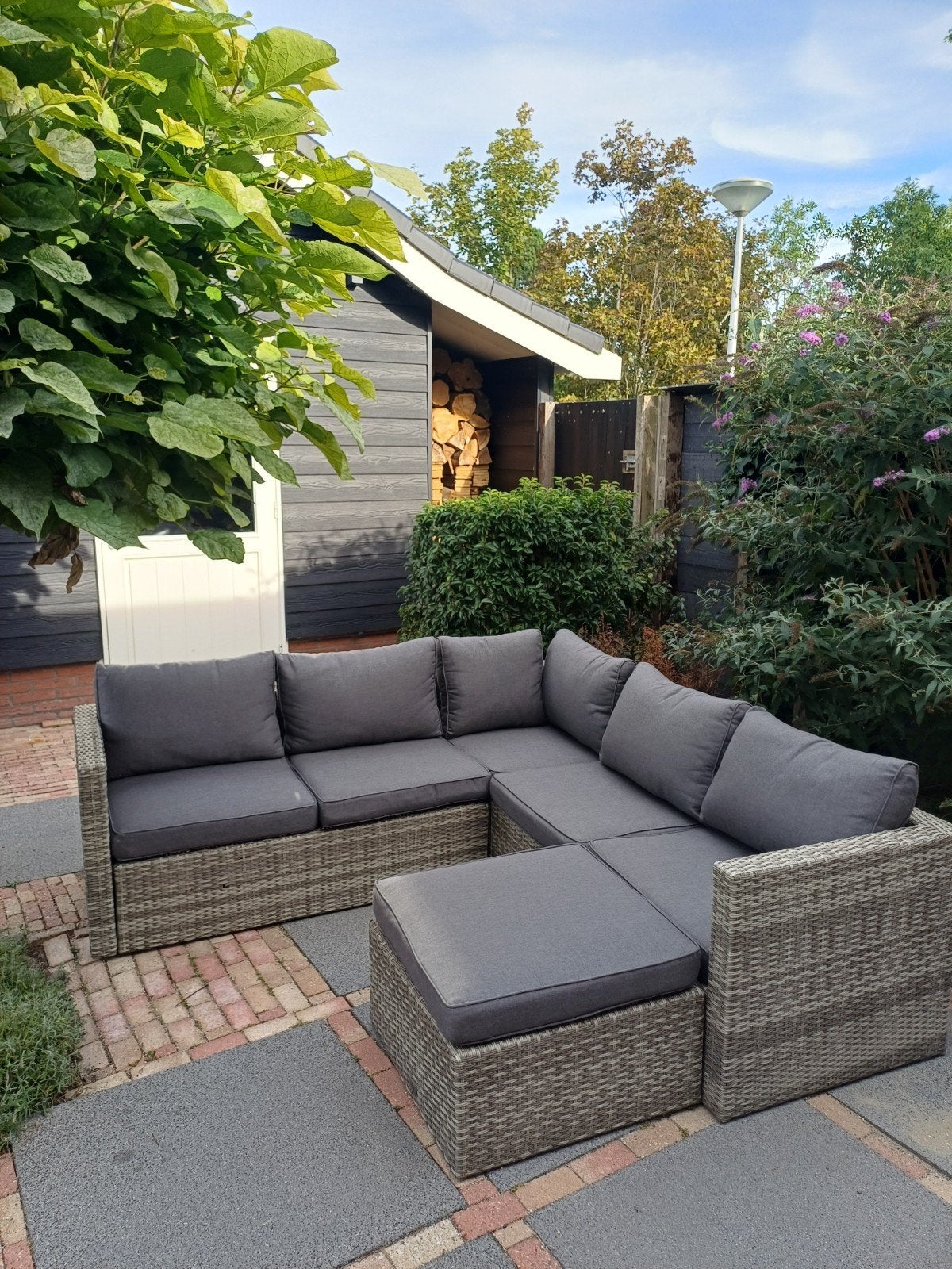 Bois Le Duc Wicker Loungeset - Grijs met Kussens, Tuin en Terras, Tuinsets en Loungesets, Ophalen