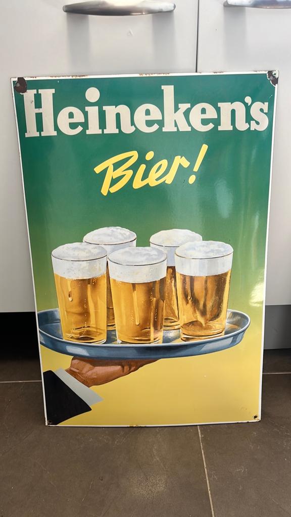 Emaille reclame bord van Heineken, Antiek en Kunst, Antiek | Emaille, Ophalen of Verzenden