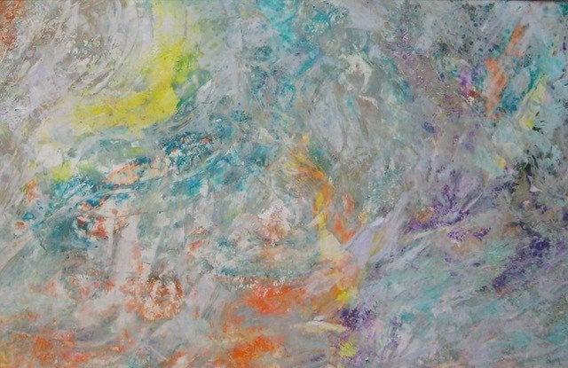 abstract schilderij met of zonder lijst, Ophalen, Papier/karton, Gesigneerd, Acrylverf