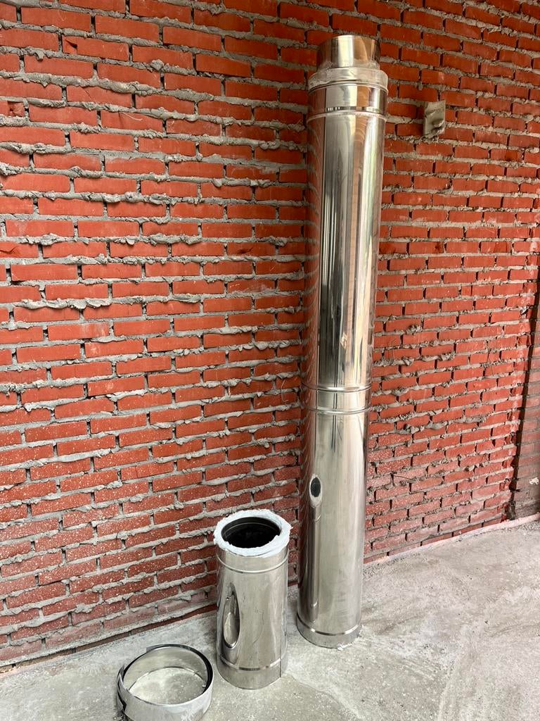 Dubbelwandige rookgasafvoer, Ophalen, Zo goed als nieuw, Rvs, Minder dan 2 meter