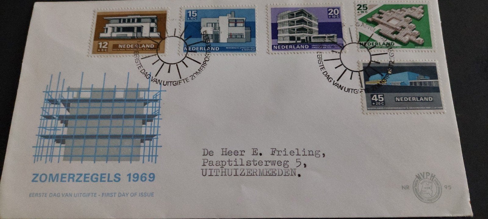 eerste dag envelop nederland e95 zomer 1969, Ophalen, Beschreven, Nederland