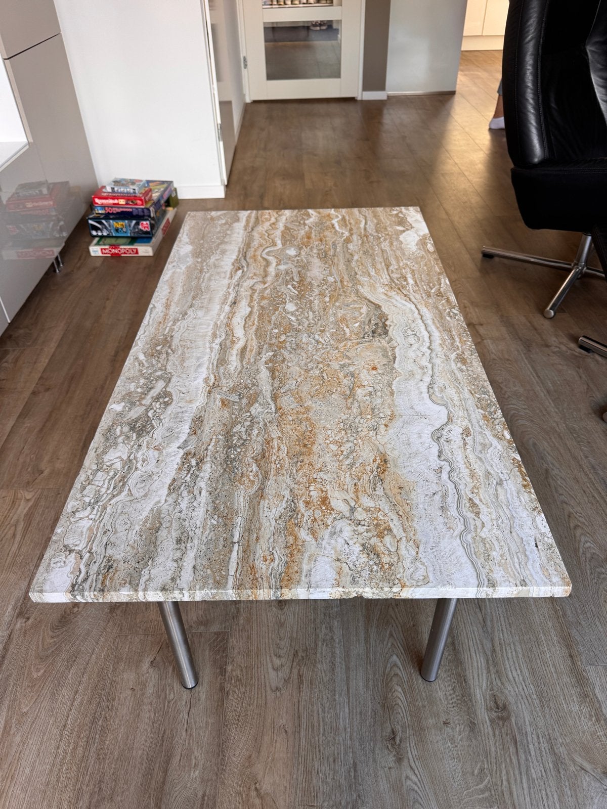Tafel met marmerblad, Huis en Inrichting, Tafels | Salontafels, Ophalen, 100 tot 150 cm, Overige materialen, 50 tot 100 cm