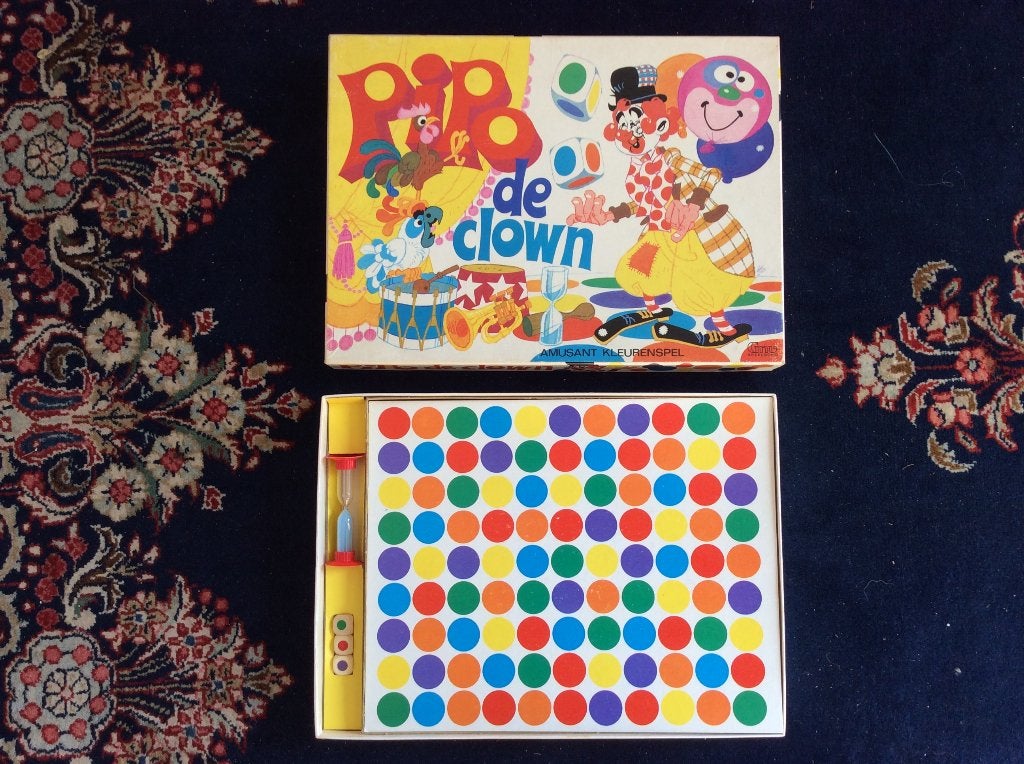 Een uniek, vintage Pipo de Clown kleuren spelletje, Een of twee spelers, Ophalen of Verzenden, Gebruikt, G.N.V. Speelgoed