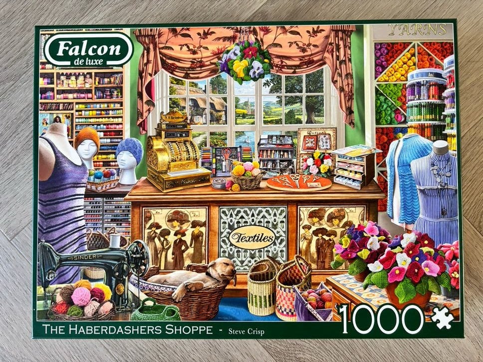 Falcon de luxe Legpuzzel - The Haberdashers Shoppe 1000 stuk, Ophalen of Verzenden, 500 t/m 1500 stukjes, Gebruikt, Legpuzzel