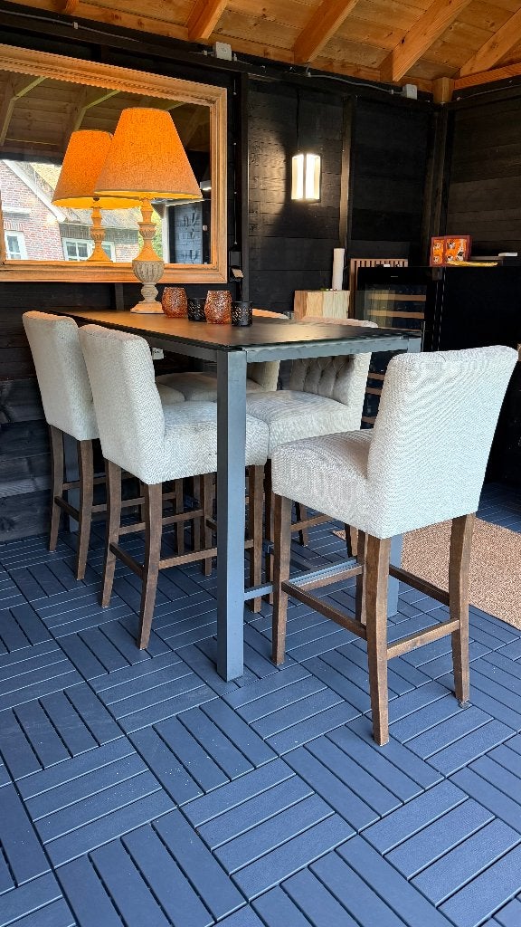 Bellagio Trecenta bartafel 150x75 + gratis barstoelen, Tuin en Terras, Ophalen, Zo goed als nieuw, Rechthoekig, Aluminium