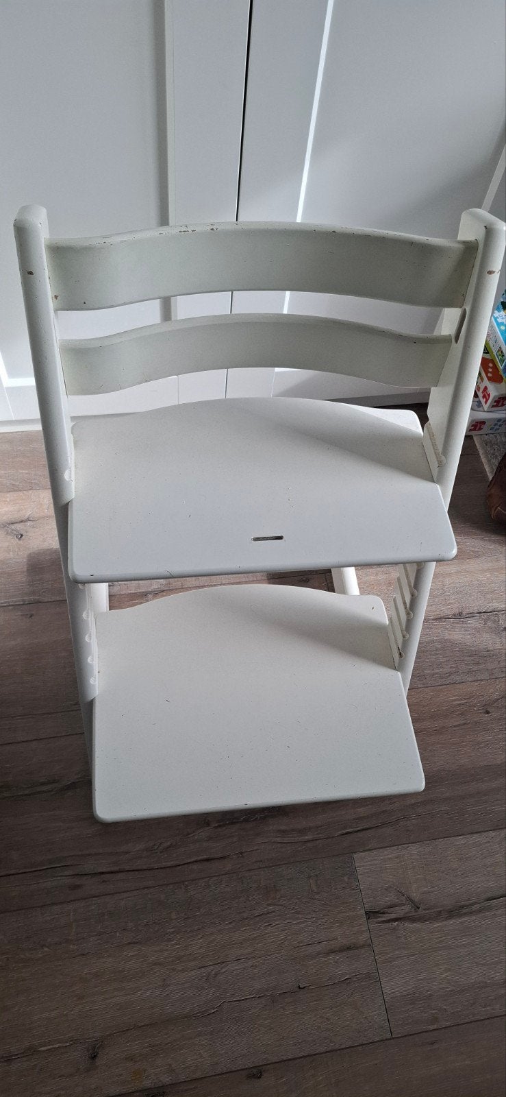Stokke Tripp Trapp meegroeistoel wit, Ophalen, Gebruikt, Meegroeistoel, Aanschuifbaar