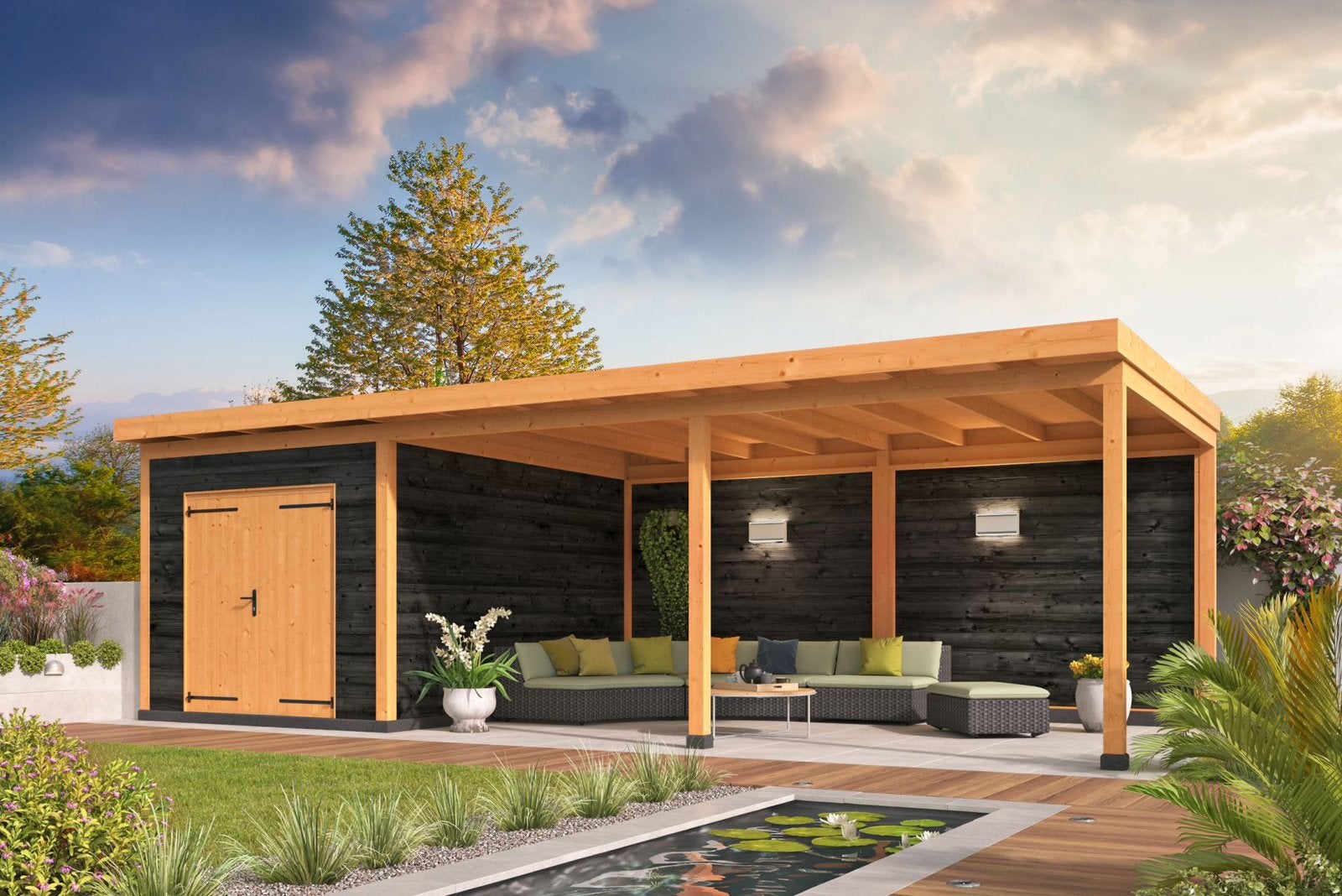 Douglas overkapping 900x400cm aanbieding, Verzenden, Zo goed als nieuw, 500 cm of meer, Schuur
