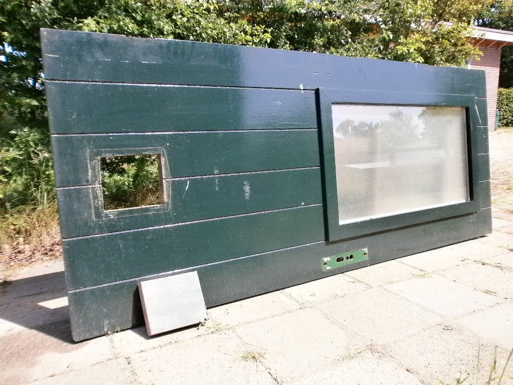 deur/ schuur-deur met raam., Doe-het-zelf en Verbouw, Deuren en Horren, Ophalen, Gebruikt, 80 tot 100 cm, Buitendeur